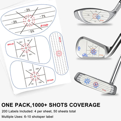 Golf Impact Tape, Golf Impact Sticker, Golf Ball Tracker, Self-Teaching Sweet Spot and Consistency Analysis, Golf Training Aids