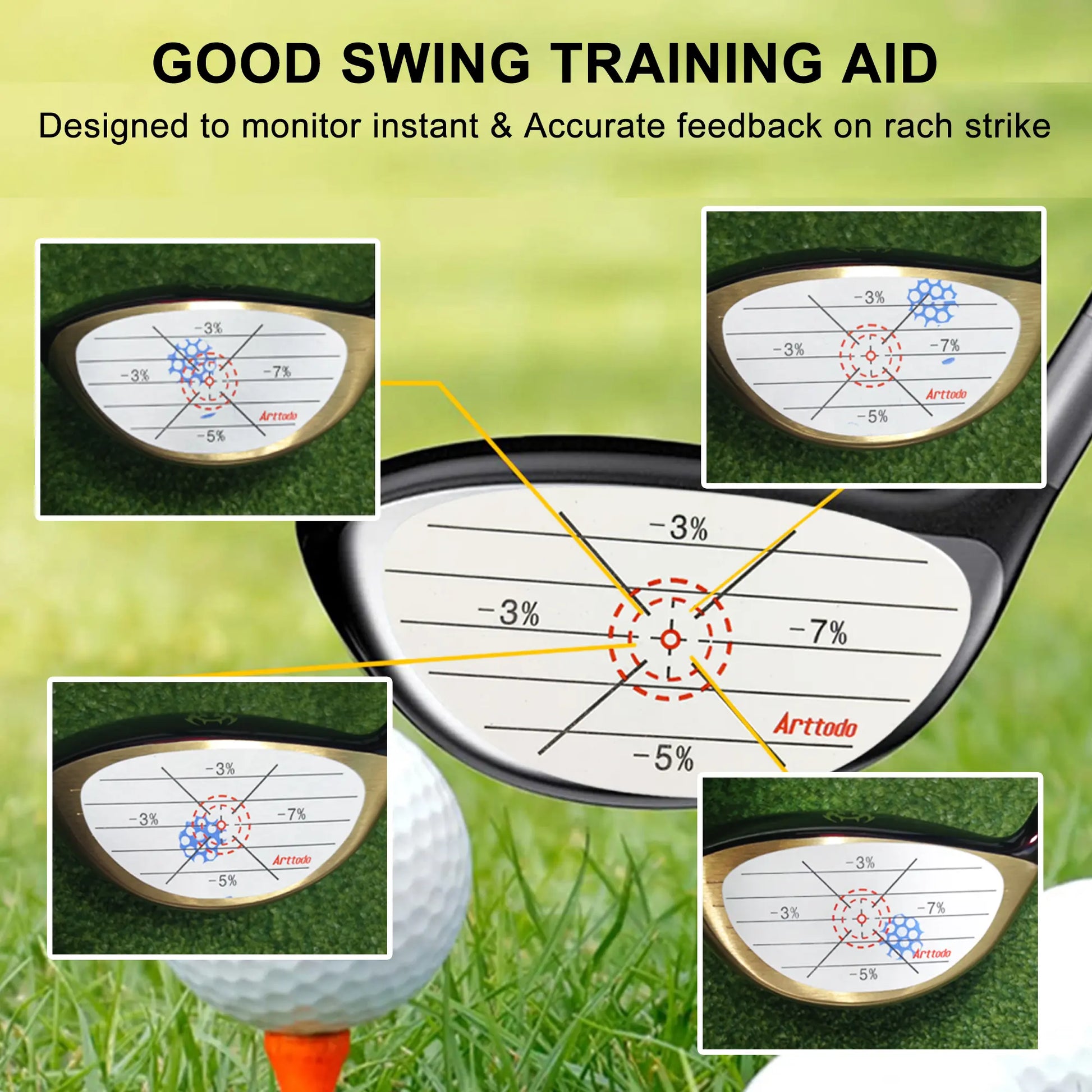 Golf Impact Tape, Golf Impact Sticker, Golf Ball Tracker, Self-Teaching Sweet Spot and Consistency Analysis, Golf Training Aids
